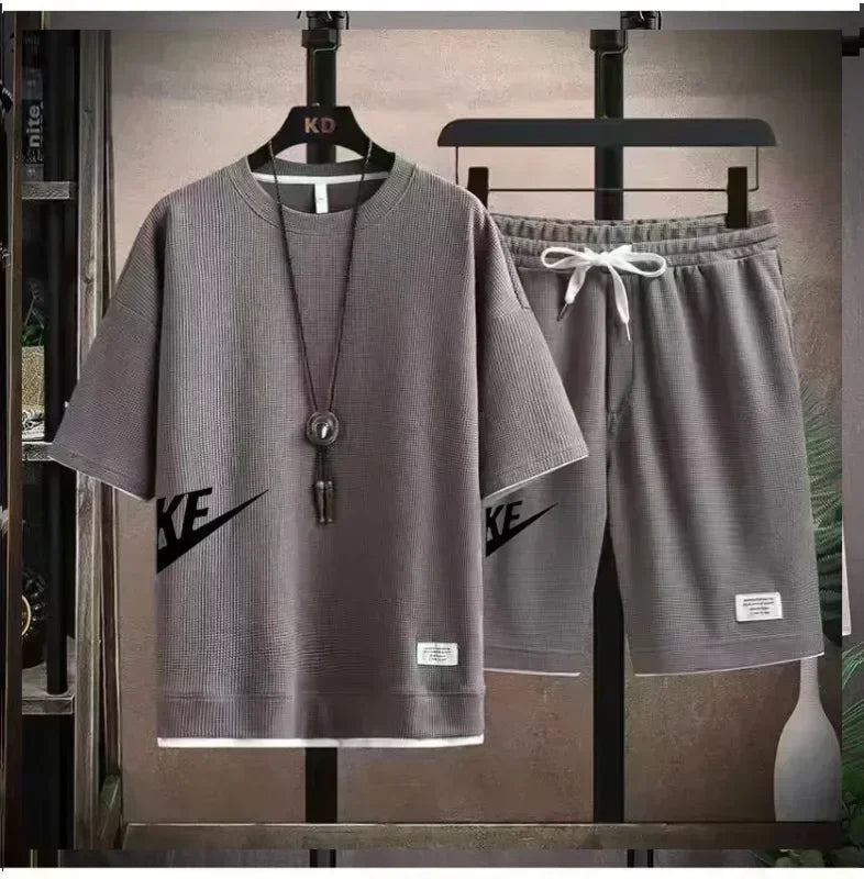 Summer Men's Suit Casual Fashion Sportswear Men's Short-sleeved T-shirt + Sports Shorts Casual Men's Jogging Suit