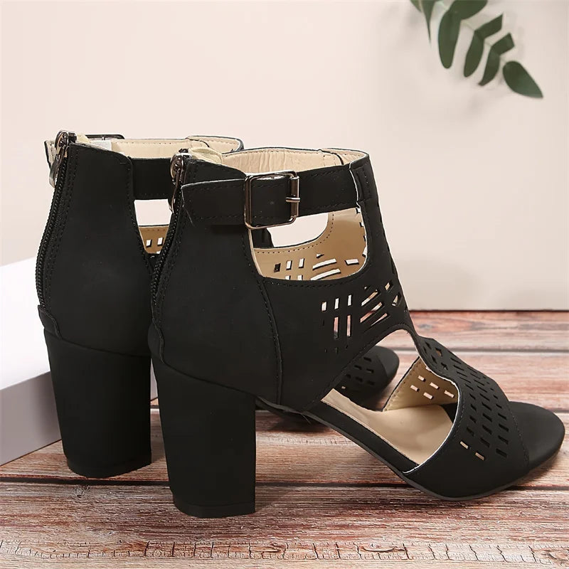 Chunky Heeled Sandals Peep Toe Sandal
