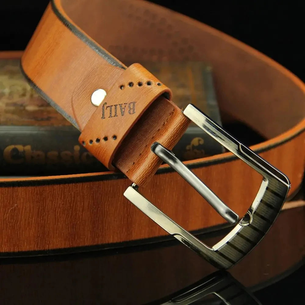 Leather Belt Letter Print Luxury Classic Buckle Business Cowboy Vintage Waistband Alloy Belts