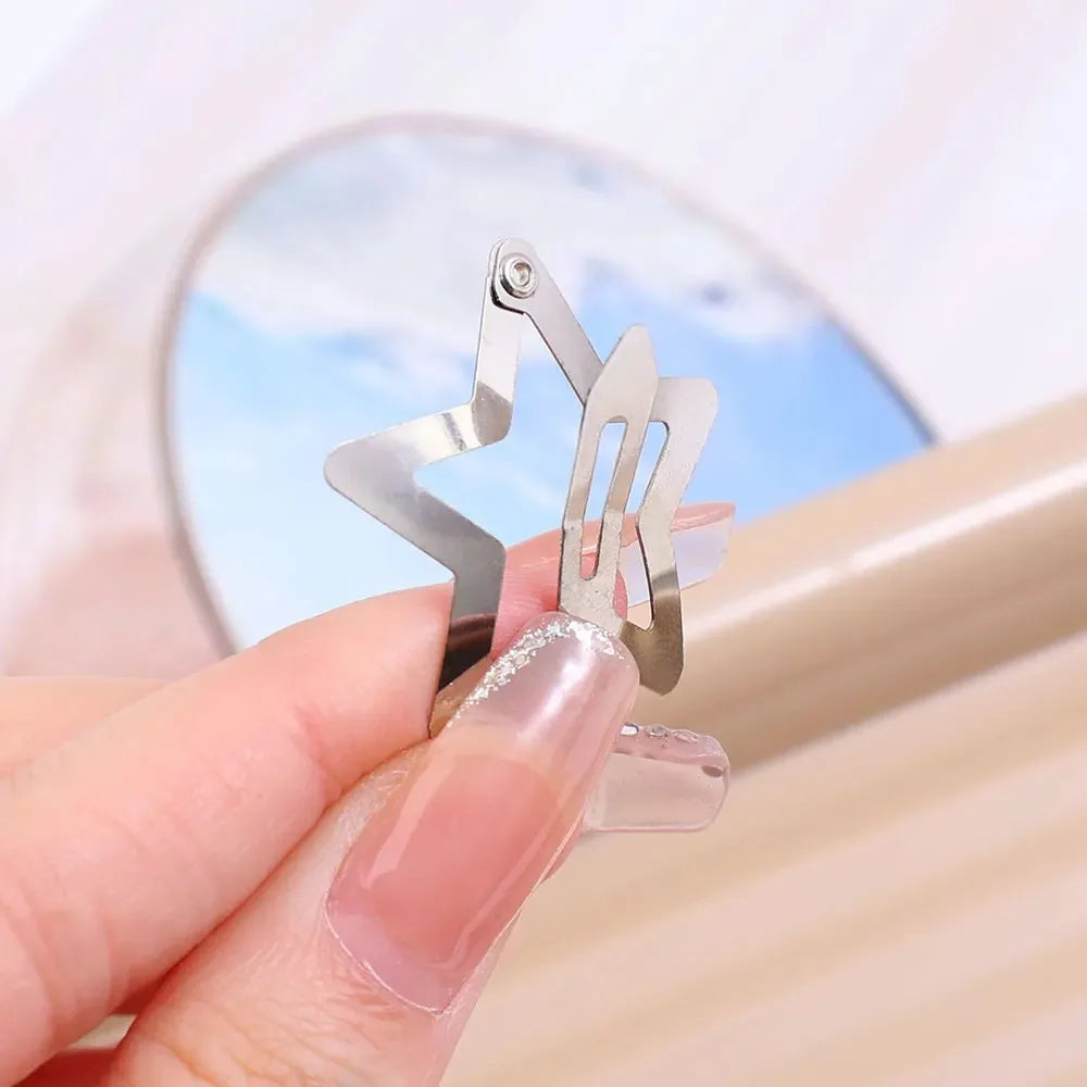 10/25/50/100/200pcs Silver Star Hair Clips Metal Snap Clip Hairpins Barrettes Hair Grip Jewel Hair Accessories