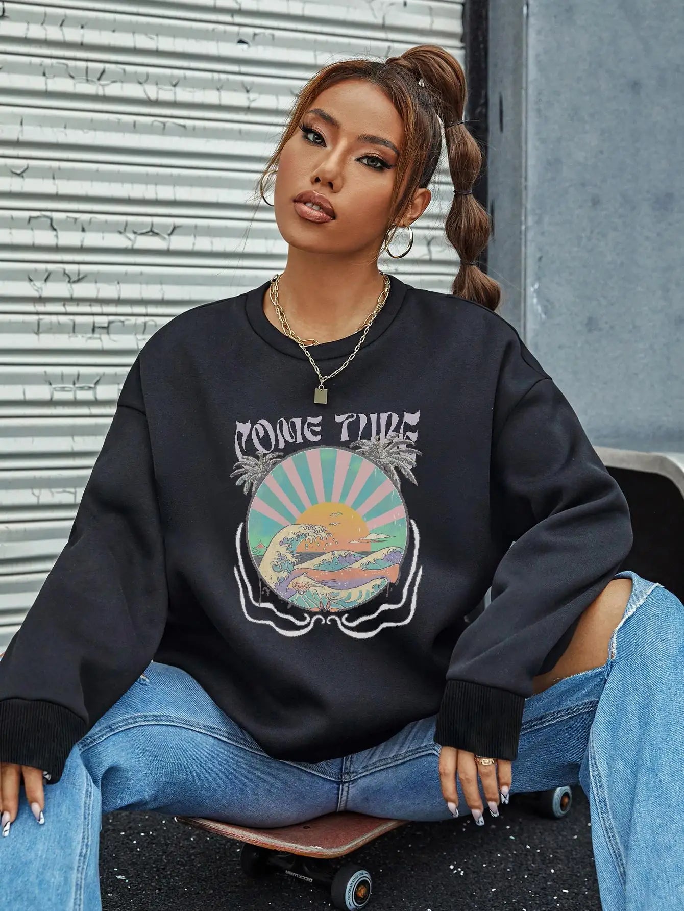 Long Sleeved Women Tops Fashion T-shirt Tee Casual Printing Pullover