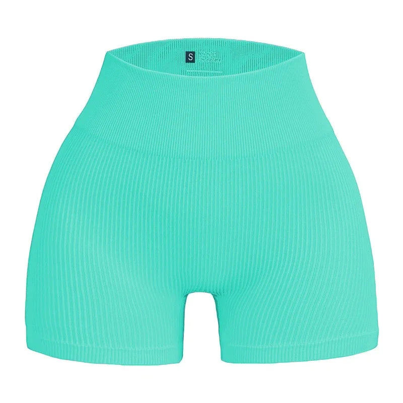 Seamless Threaded High Waisted Hip Lifting Fitness Yoga Shorts