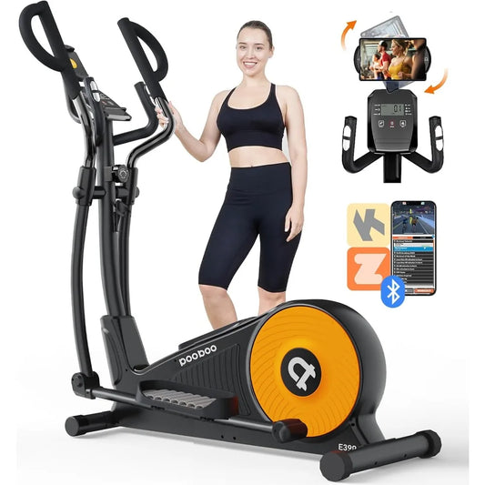 Elliptical Machine – Home Use, Hyper-Quiet Magnetic Drive, 16 Resistance Levels, 400 lbs Capacity – Orang