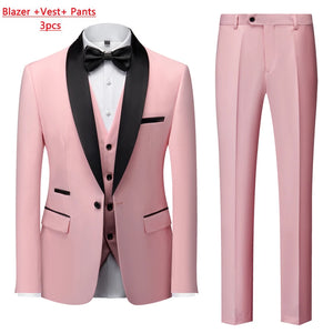Men's Casual Business Have Smoking Suit High End Brand Boutique Fashion Blazer Vest Pants Groom Wedding Dress Party Suit