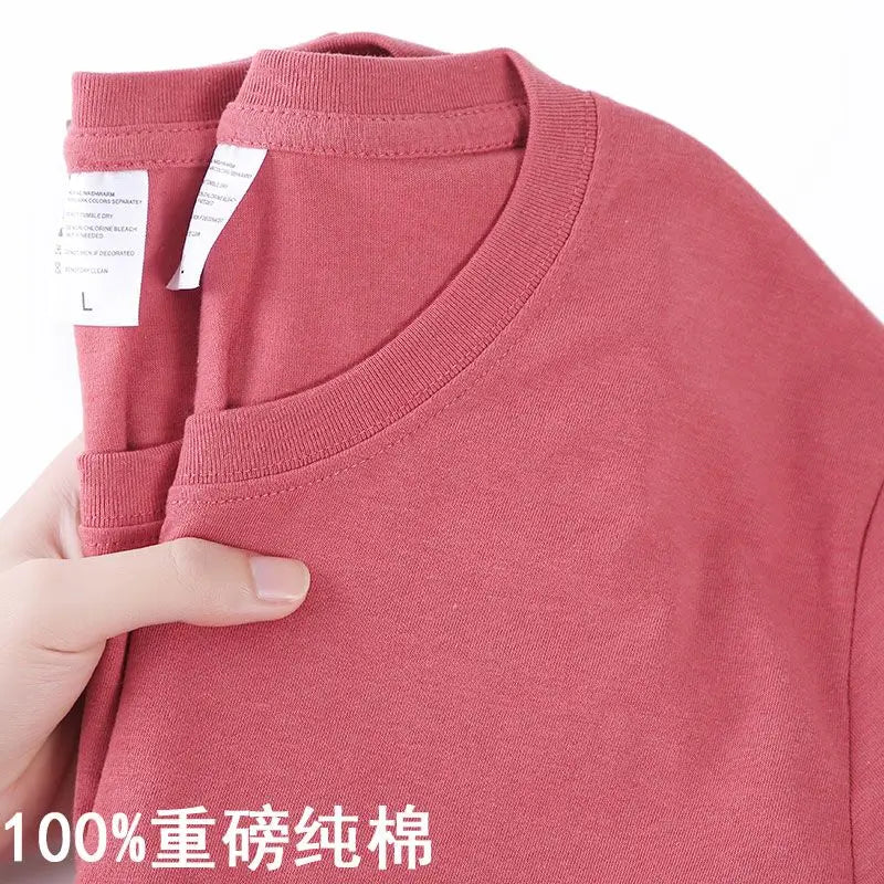 100% Cotton T-shirt Men Women Solid Color O Neck Short-sleeved Tops Summer Loose Half-sleeve T Shirt Unisex M-4XL