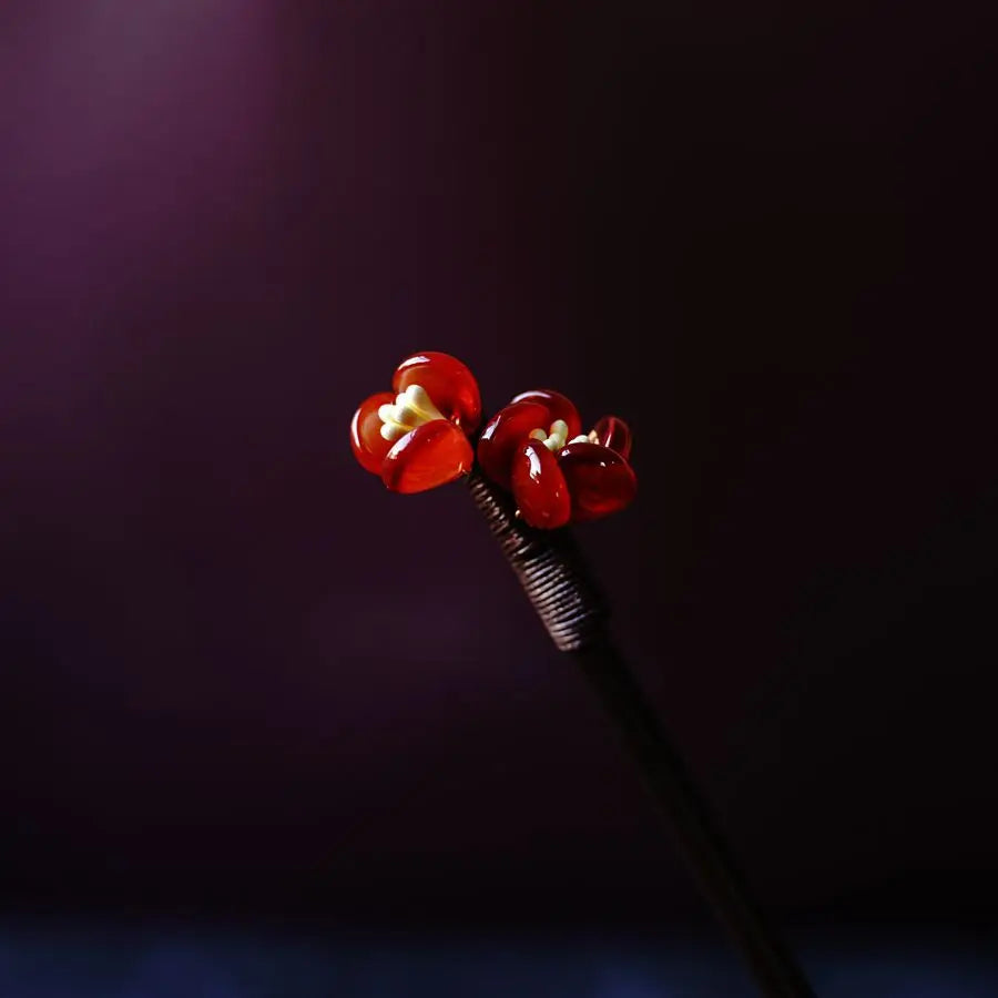Floral Hair Pins Handmade Wooden Twist Bun Pin Chopsticks Flower Hair Clips Chinese-style Hair Stick