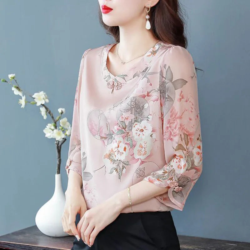 Summer Loose O-neck Half Sleeve Blouse