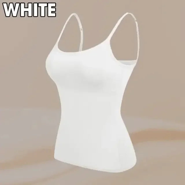 Sexy Women Tops Solid Padded Bra Spaghetti Camisole Top Women Vest Women Camisole with Built in Bra Cami Top Vest Tank Top