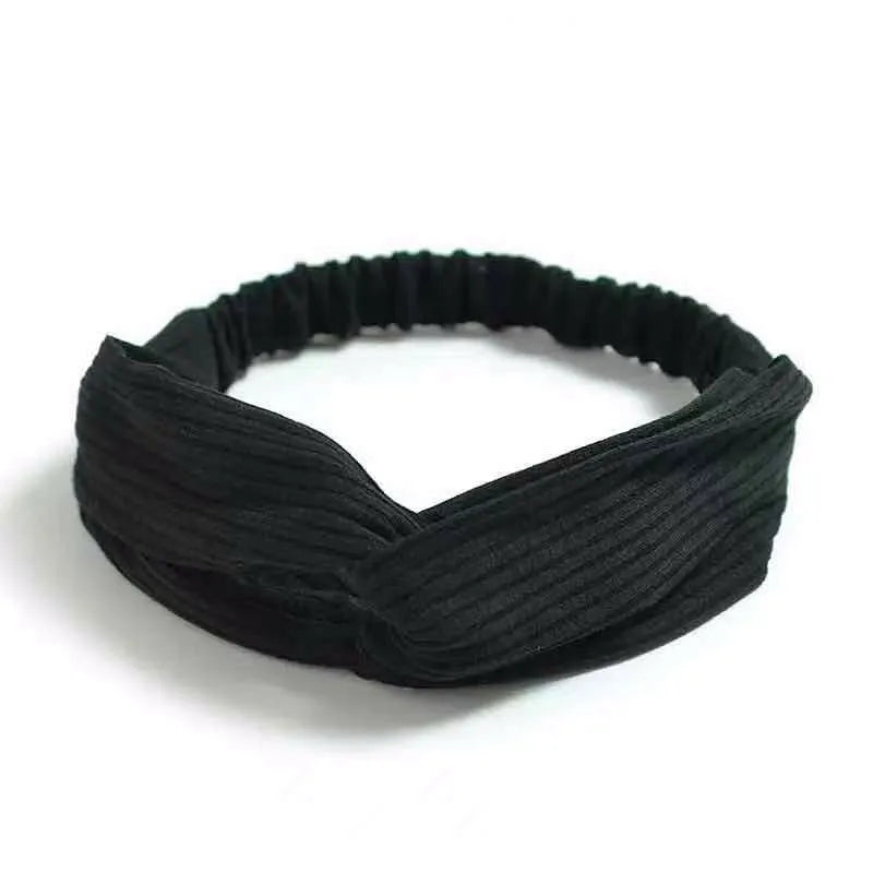 Boho Women Soft Solid Print Headbands Vintage Cross Knot Elastic Hairbands Turban Bandanas Hair Bands Hair Accessories