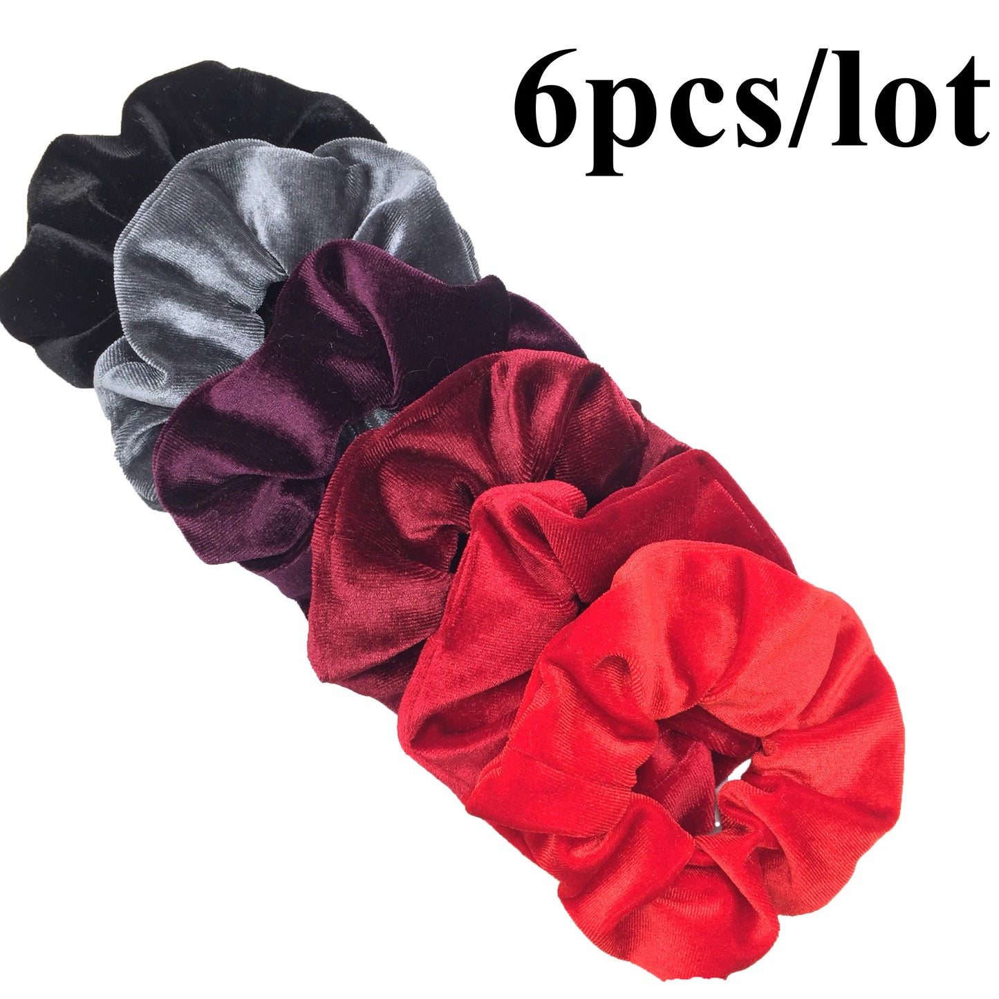 10/6/1pc hair scrunchies headband women ties velvet solid color Black set pack