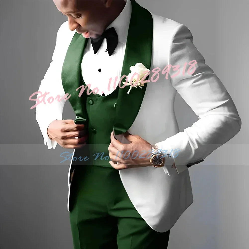 Men's Wedding Tuxedo Elegant Men's Suit Jacket Pants Vest 3-piece Set Wedding Suits for Men