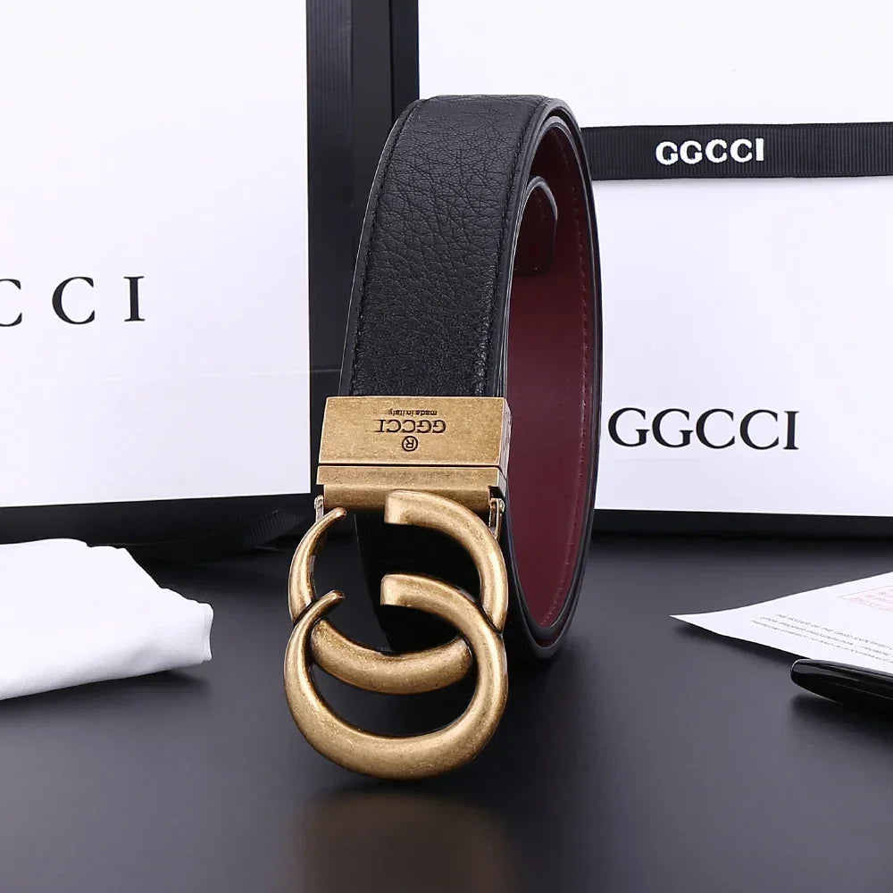 Fashionable Light Luxury High-end Belt Metal Retro Letter Simple Design Trendy and Versatile Business Belt