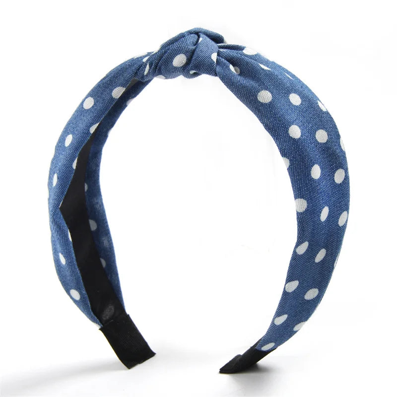 1/3pcs Knotted Print Denim Cloth Headband for Women Girls Face Wash Hair Hoop Simple Denim Headpiece