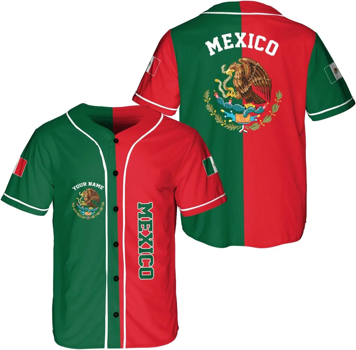 Mexico Flag Badge Baseball Jersey Men's Women's Short Sleeve Jersey Men's Oversize Streetwear Short Sleeve Sports