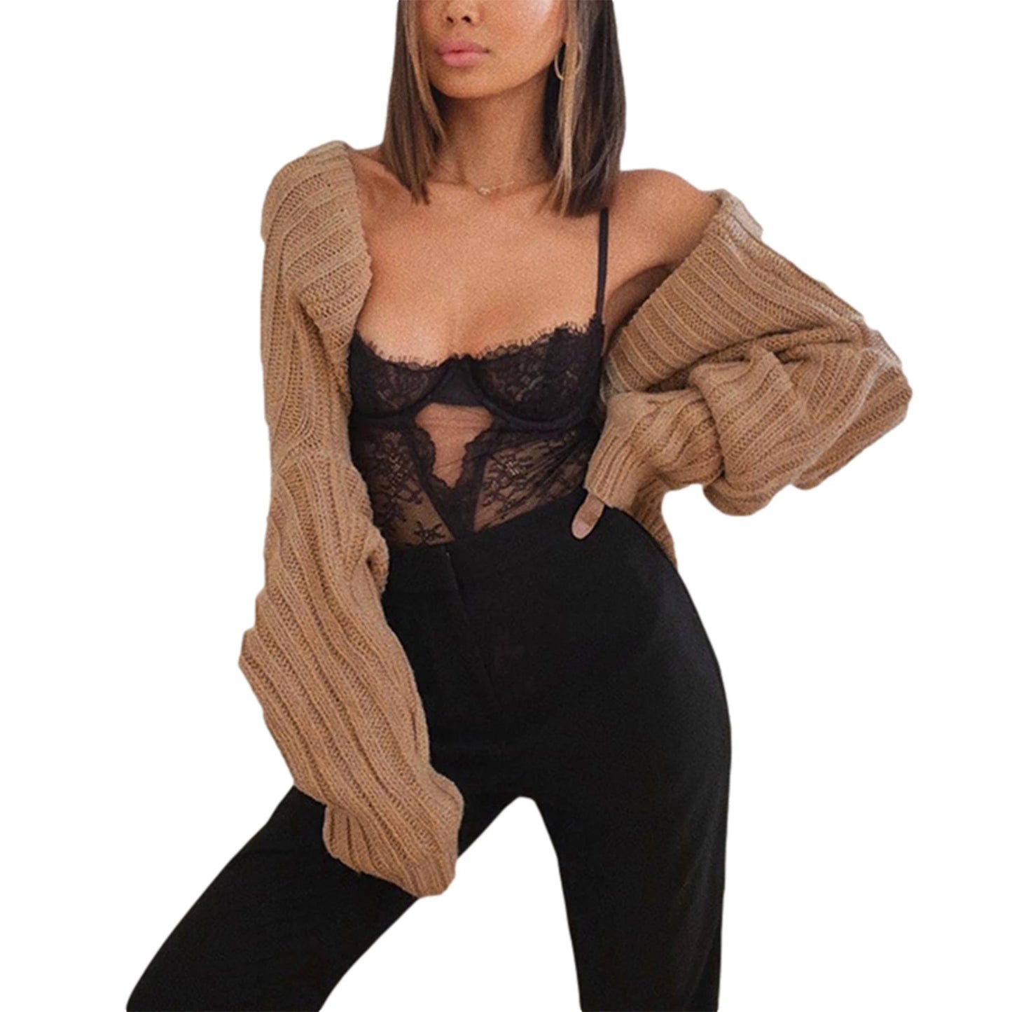 Women s Stylish Knit Sweater Jacket Chic and Cozy Solid Color Cardigan with a Flattering Loose Fit for a Trendy Look