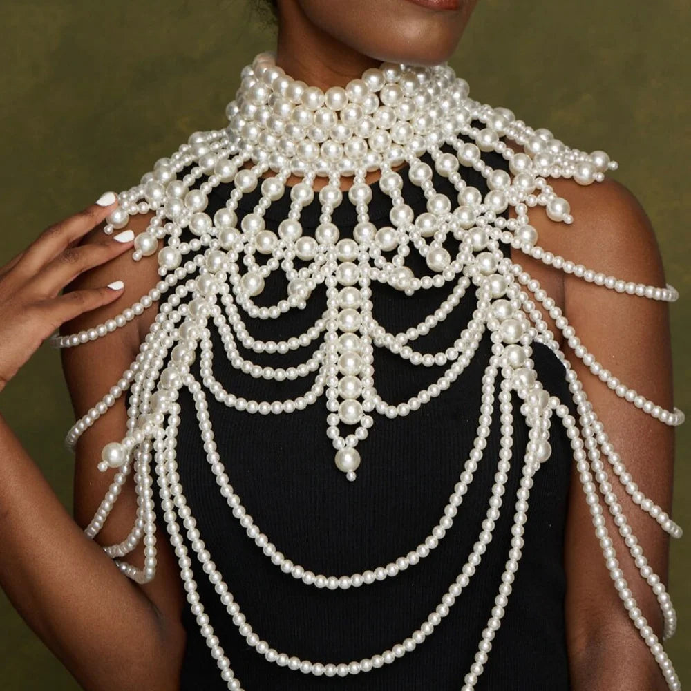 Imitation Pearl Shoulder Bra Chain Lingerie  Chest Body Chain  Jewelry