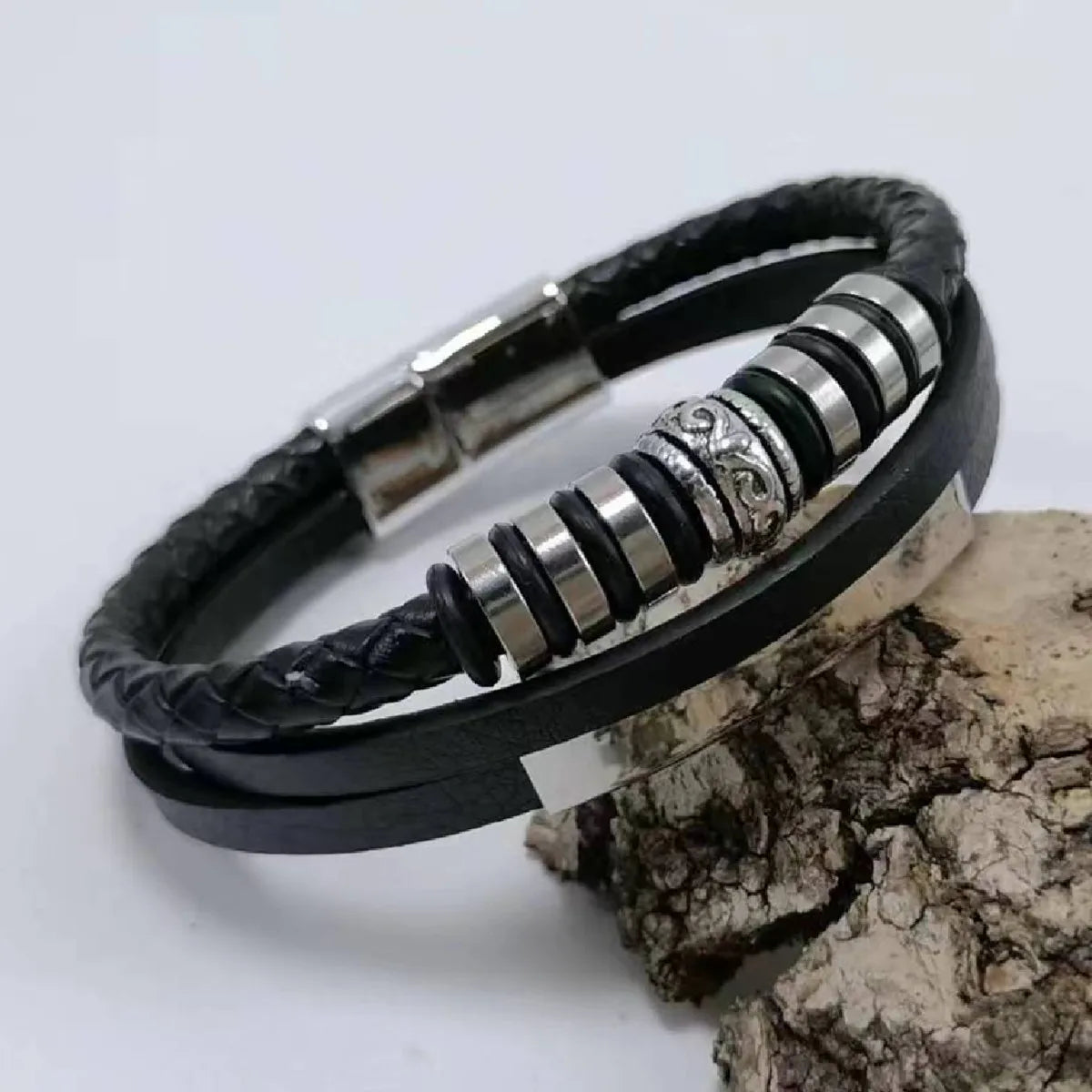 Tree Male Unique Design Trendy Vintage Cuff Men Bracelets PU Leather Bracelets Bangles for Men Jewelry