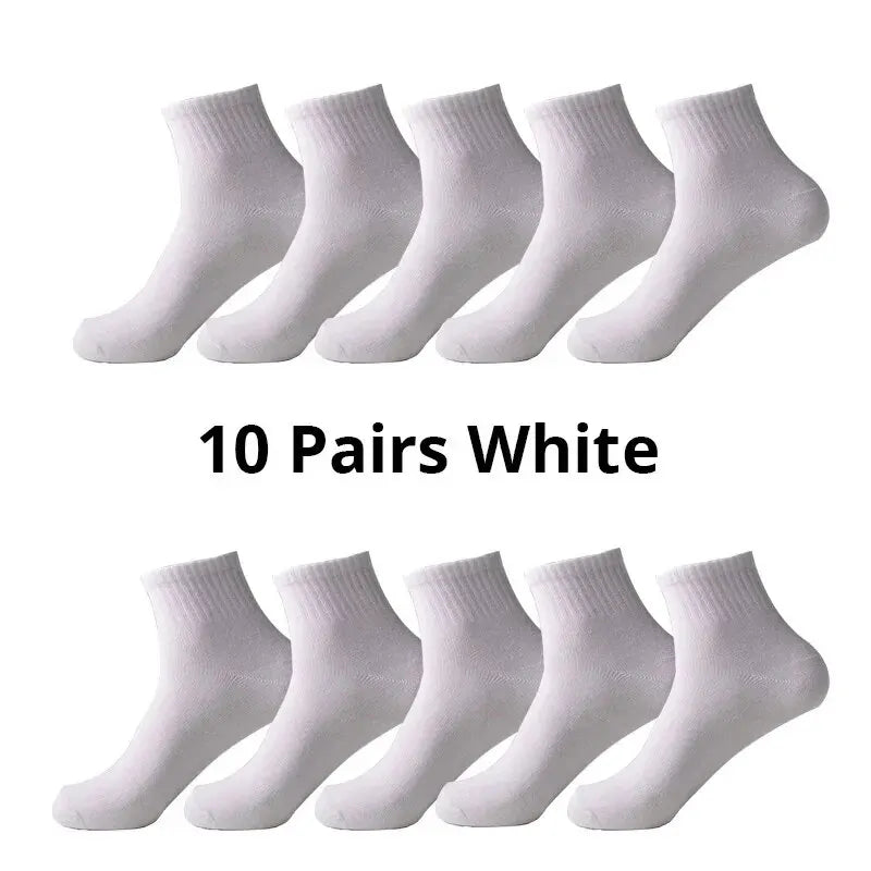 10 Pairs Men's Breathable Comfortable Socks Office Casual Business Sock for Sneakers Shoes Stocking Work Socks For All Seasons