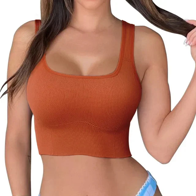Tank Top Casual Ribbed Crop Tops  Yoga Seamless Camisole