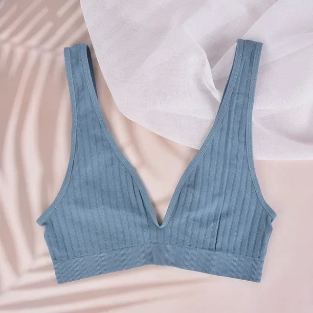 Deep V neck Bra Seamless Bras Wire Free Unlined Low Back