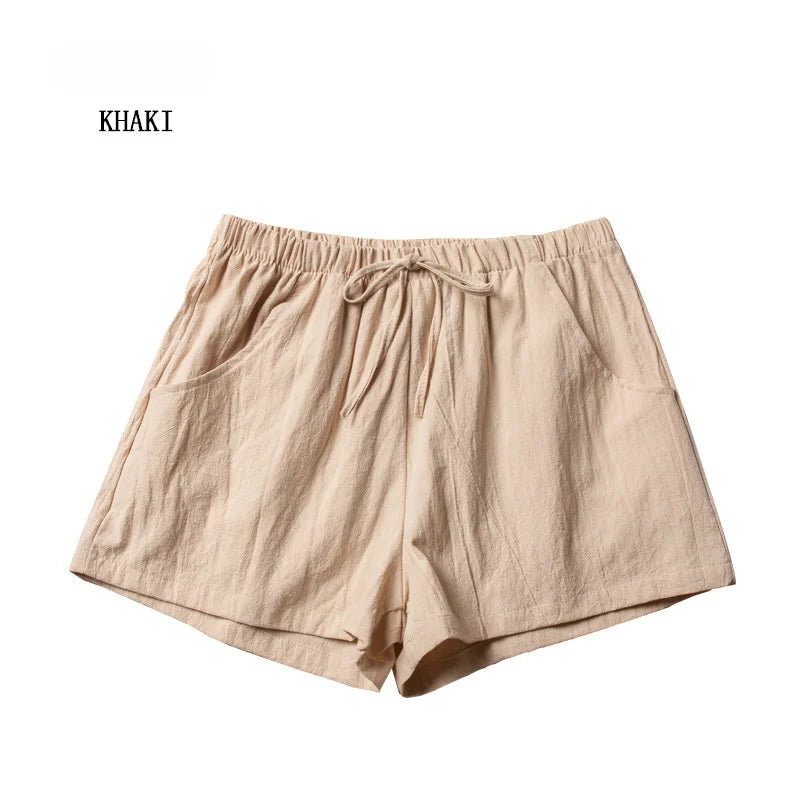 Casual Linen Shorts Women Gym Workout Shorts Cotton Short Pants High Waisted  Ladies Short