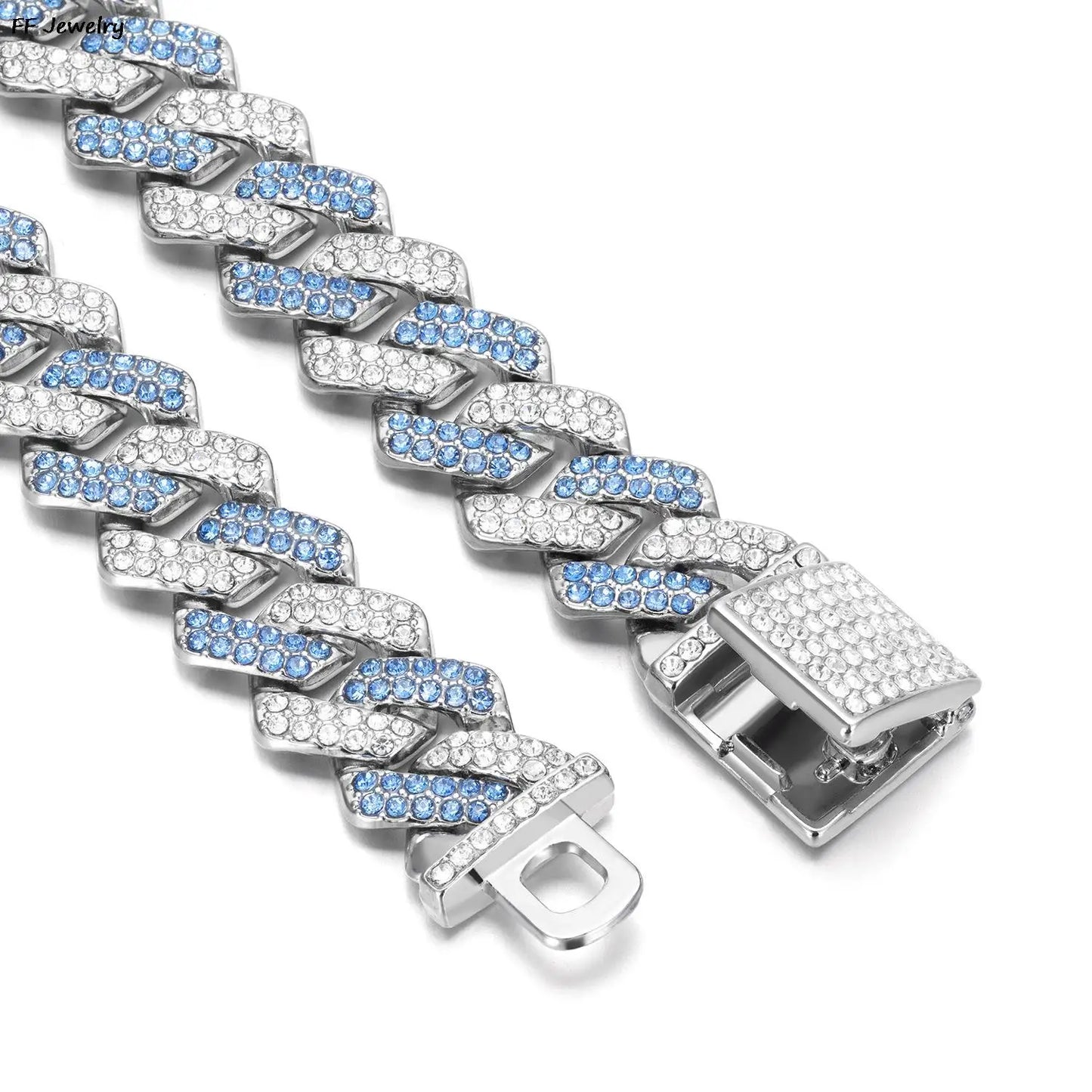 14mm Crystal Miami Iced Out Cuban Link Chain Bracelet For Men&Women Full Rhinestones Charms Jewelry Chain
