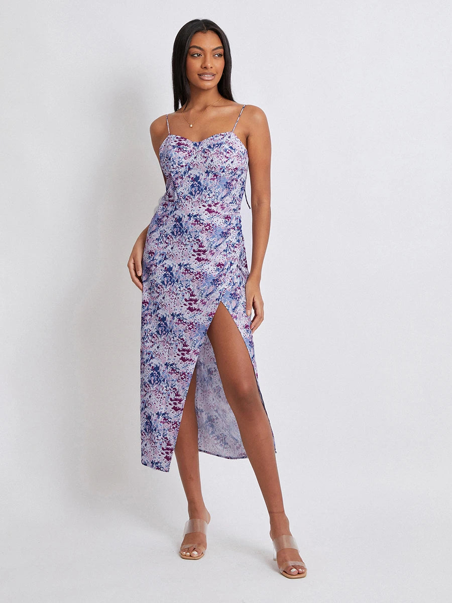Floral Sleeveless Dress  Spaghetti Strap  Long Dress
