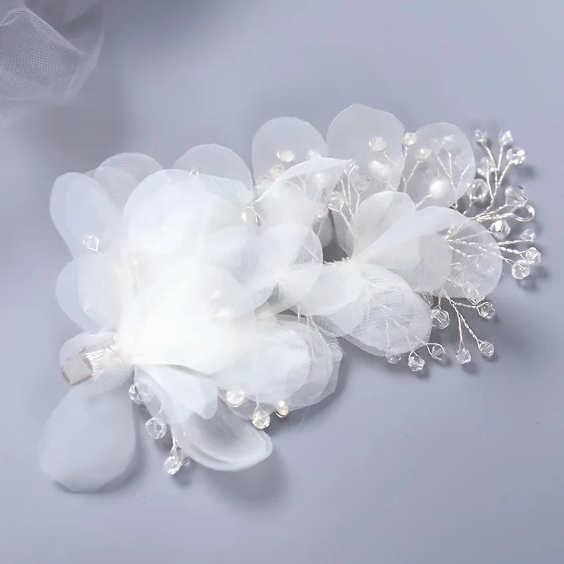 Trendy Silver Color Crystal Flower Hair Clips Hairpin For Women Bride Handmade Bridal Wedding Hair Accessories Jewelry Headpiece