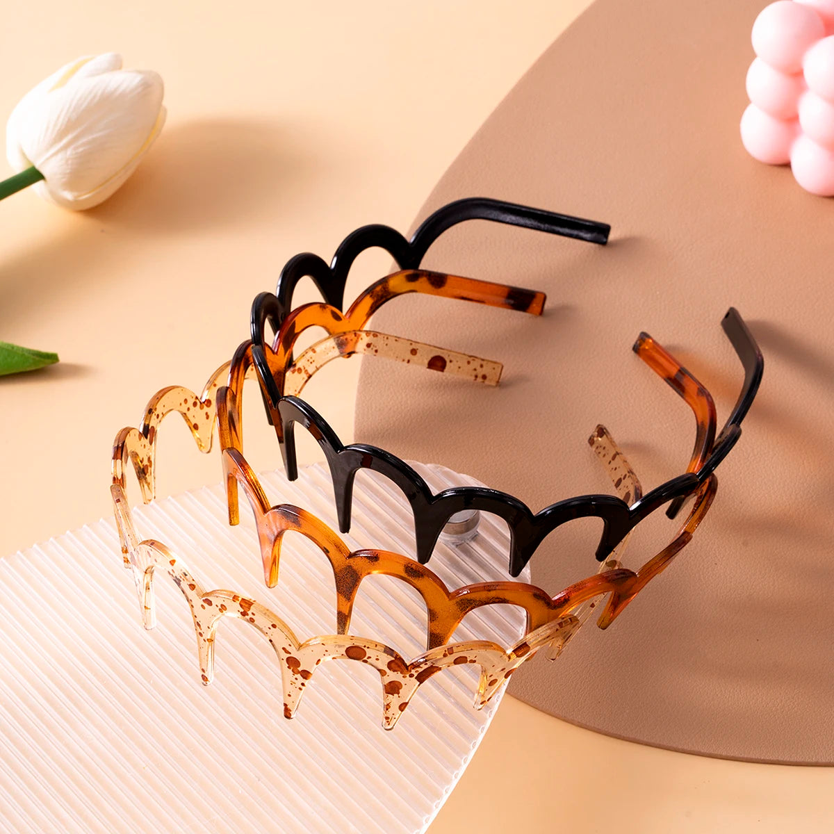 Women Hair Comb Non-Slip Headband Plastic U Shape Hair Hoops Fixed Teeth Fluffy Top Hair Bands Headwear Hair Accessories