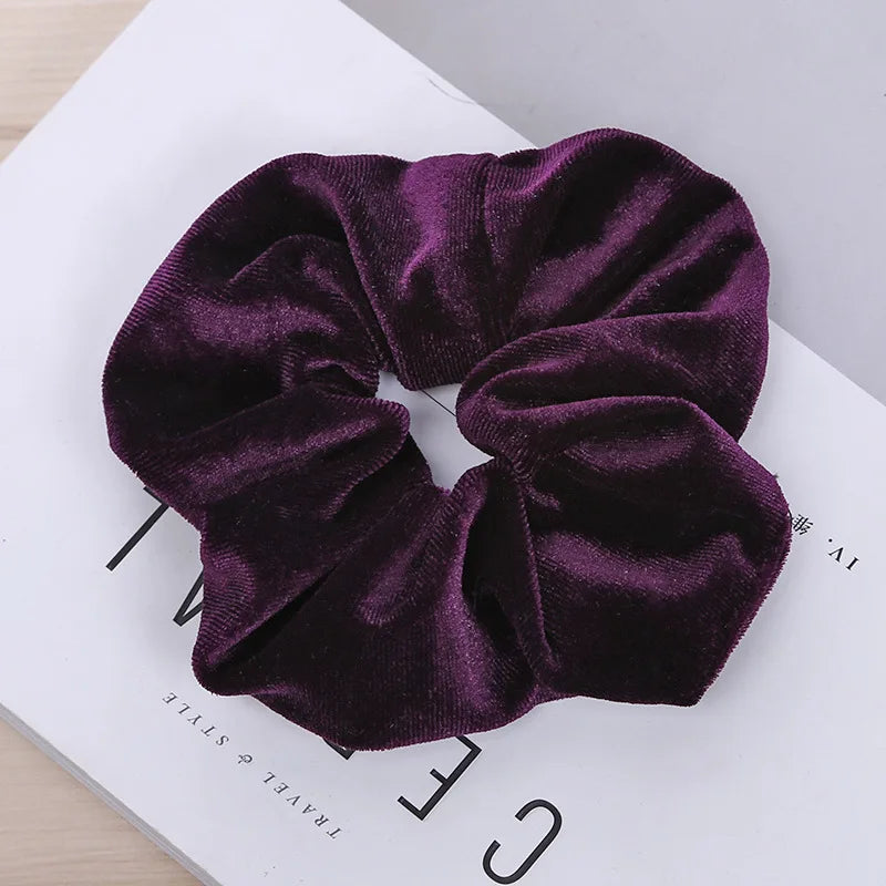 10/6/1pc hair scrunchies headband women ties velvet solid color Black set pack