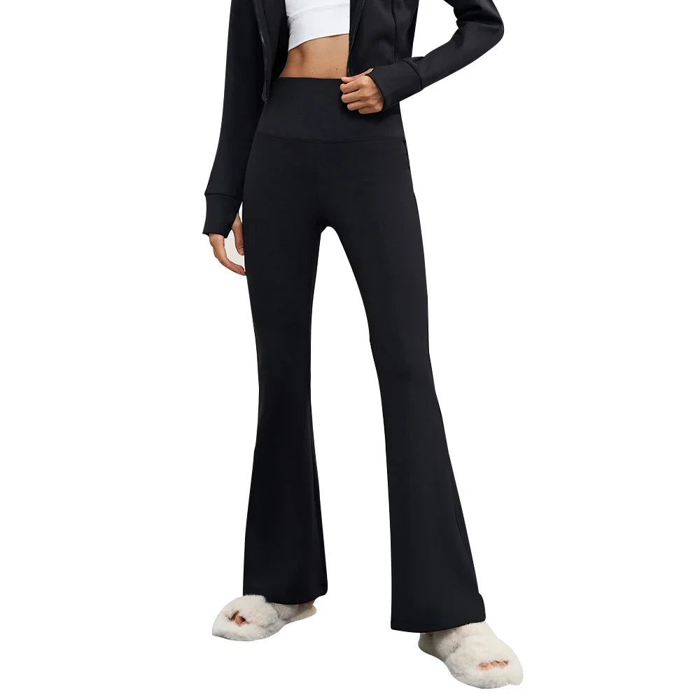 Winter Warm Thick Yoga Pants Flare Leggings High Waist Stretchy Breathable Fitness Trouser