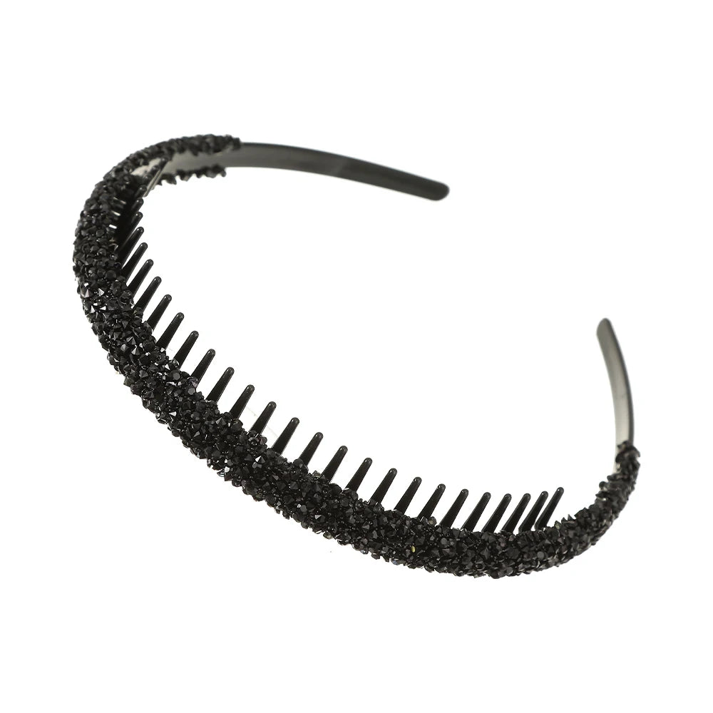 Luxury Non-slip Rhinestone Hair Hoops Bands Women Tooth Elastic Headbands For Women Shiny Hair Hoops Bezel Accessories