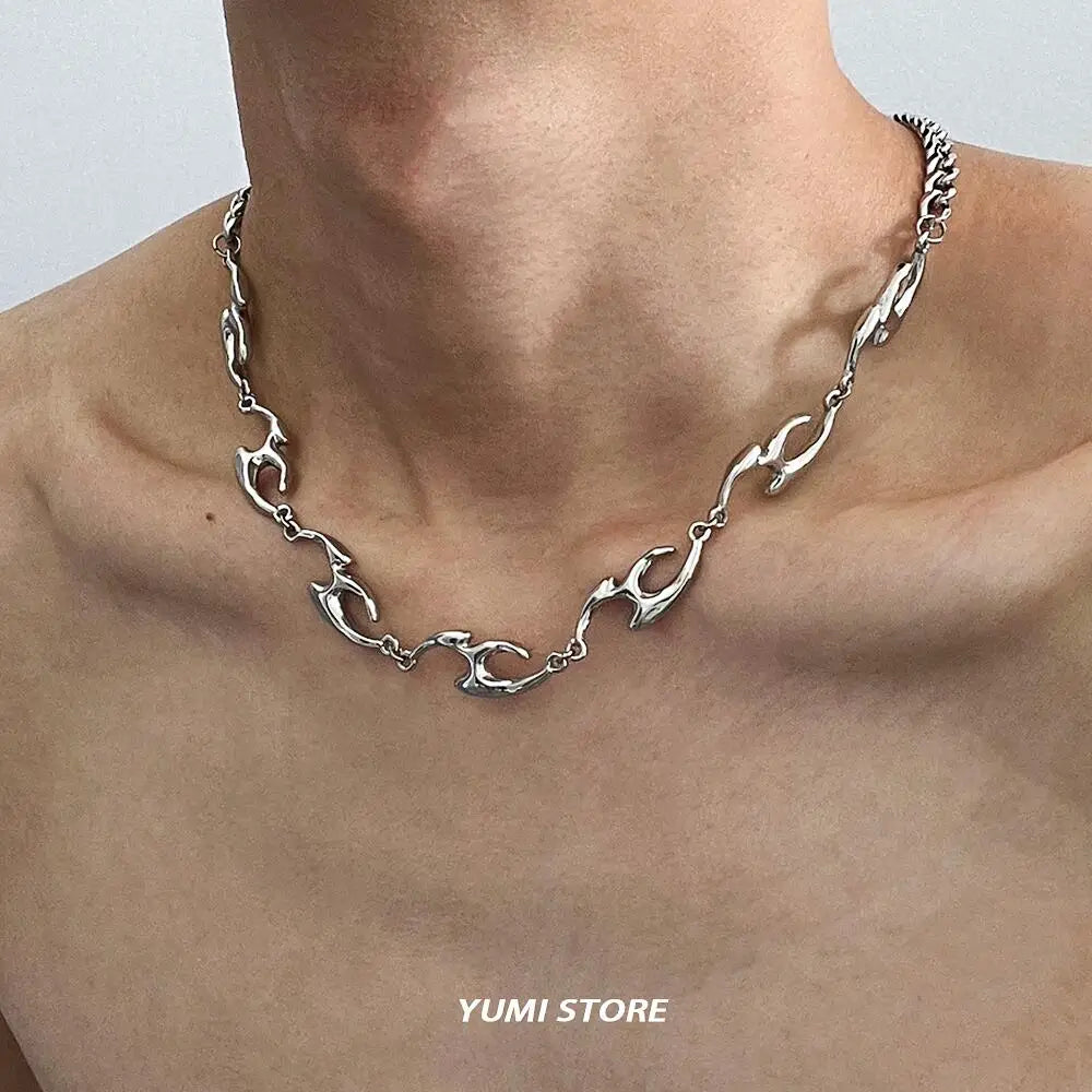 Trend Irregular Titanium Steel Necklace For Man Luxury Collar Chain Unisex Jewelry Street Hip Hop Accessories
