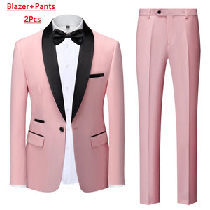 Men's Casual Business Have Smoking Suit High End Brand Boutique Fashion Blazer Vest Pants Groom Wedding Dress Party Suit