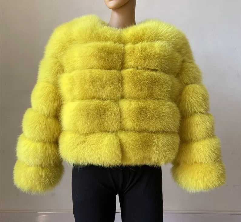 Faux Fur Coat Fashion Faux Fox Fur Fluffy Jacket High Quality