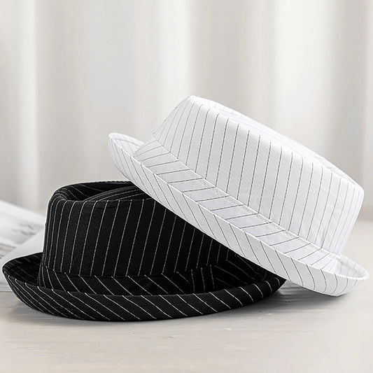 Casual Fashion Men Striped Short Hat Brim Fedoras Classic Neutral Soft Tweed Dress Hat Suitable for Camping and Hiking and fun