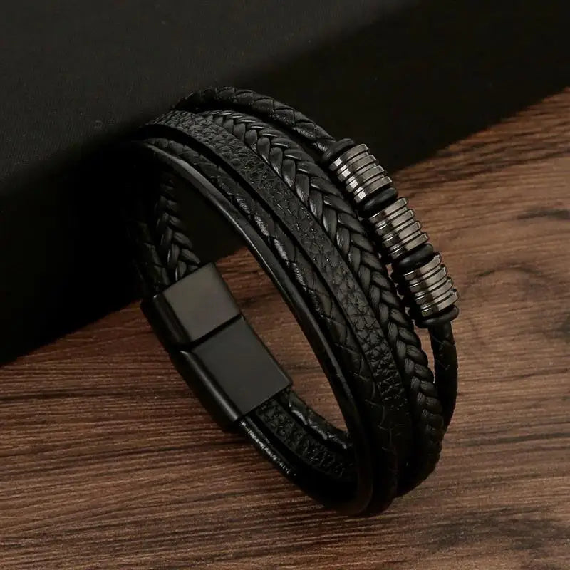 Classic Men's Leather Bracelet  Style Hand-woven Multi-layer Combination Accessory Fashion Man Jewelry