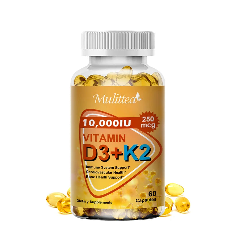 Vitamin D3 + K2 Capsules – 60 Count Dietary Supplement – Made in the USA