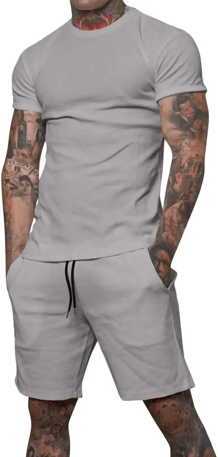 Boutique men's shorts suit 2 piece clothing fashion summer casual sportswear and shorts suit