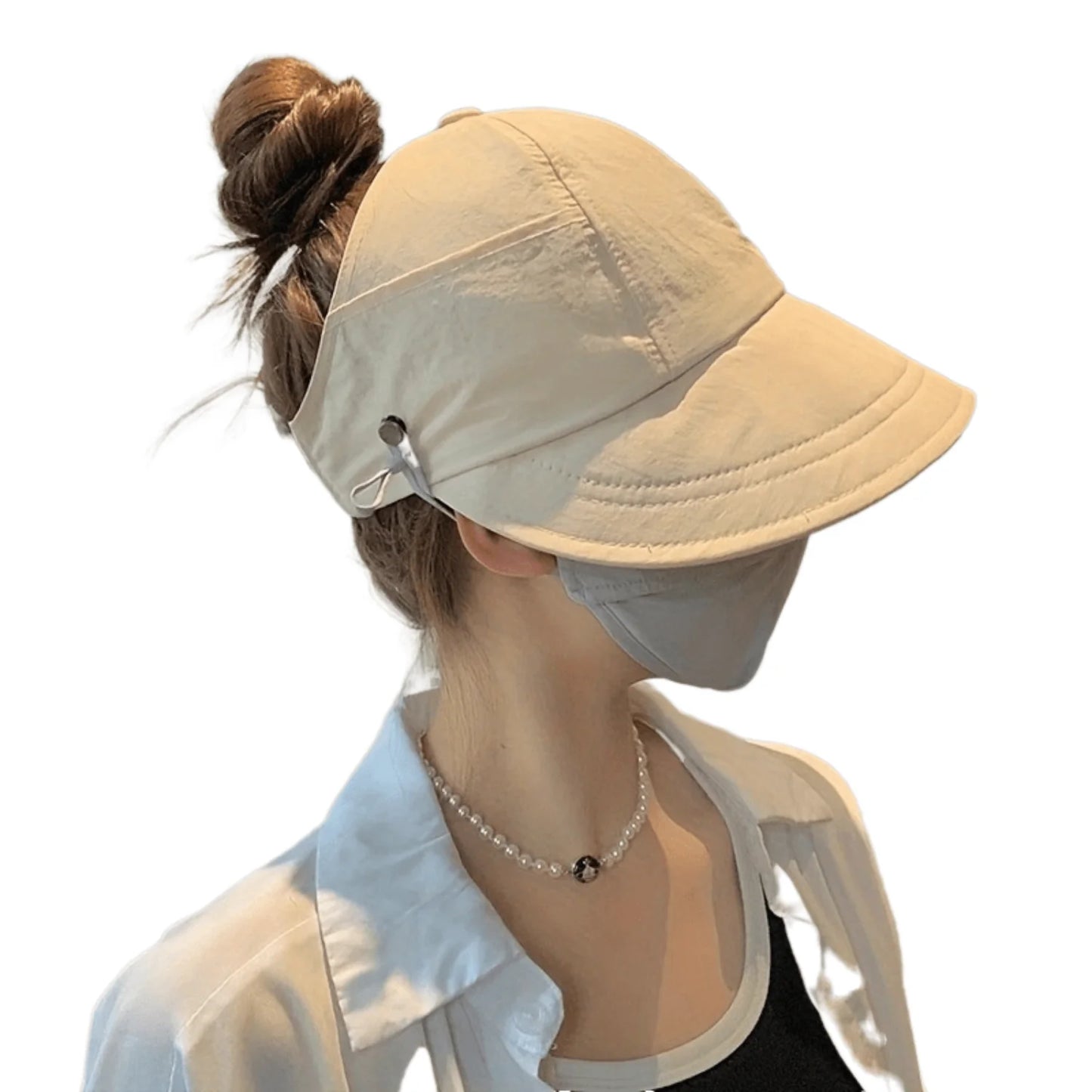 Foldable Wide Brim Ponytail Sun Hat Adjustable  Summer Quick-dry Visor Fisherman  Beach Hat