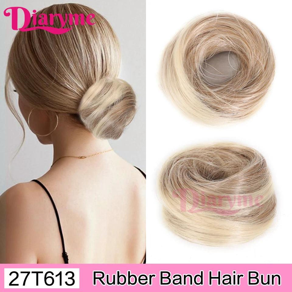 Synthetic Hair Bun Woman Straight Updo hair tie Elastic Rubber Band Chignon Hairpiece Extensions Hair Bands Natural Hairpiece