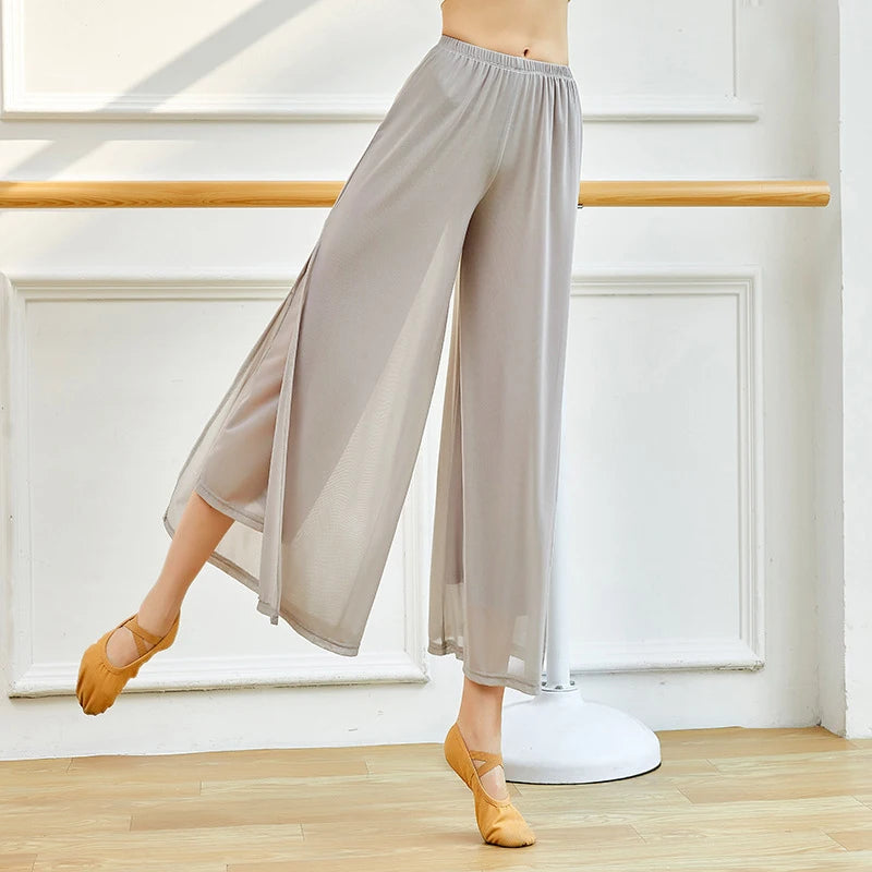 Pants For Women Mesh Nylon Loose Wide Leg Trousers Daily Ladies Yoga Pants