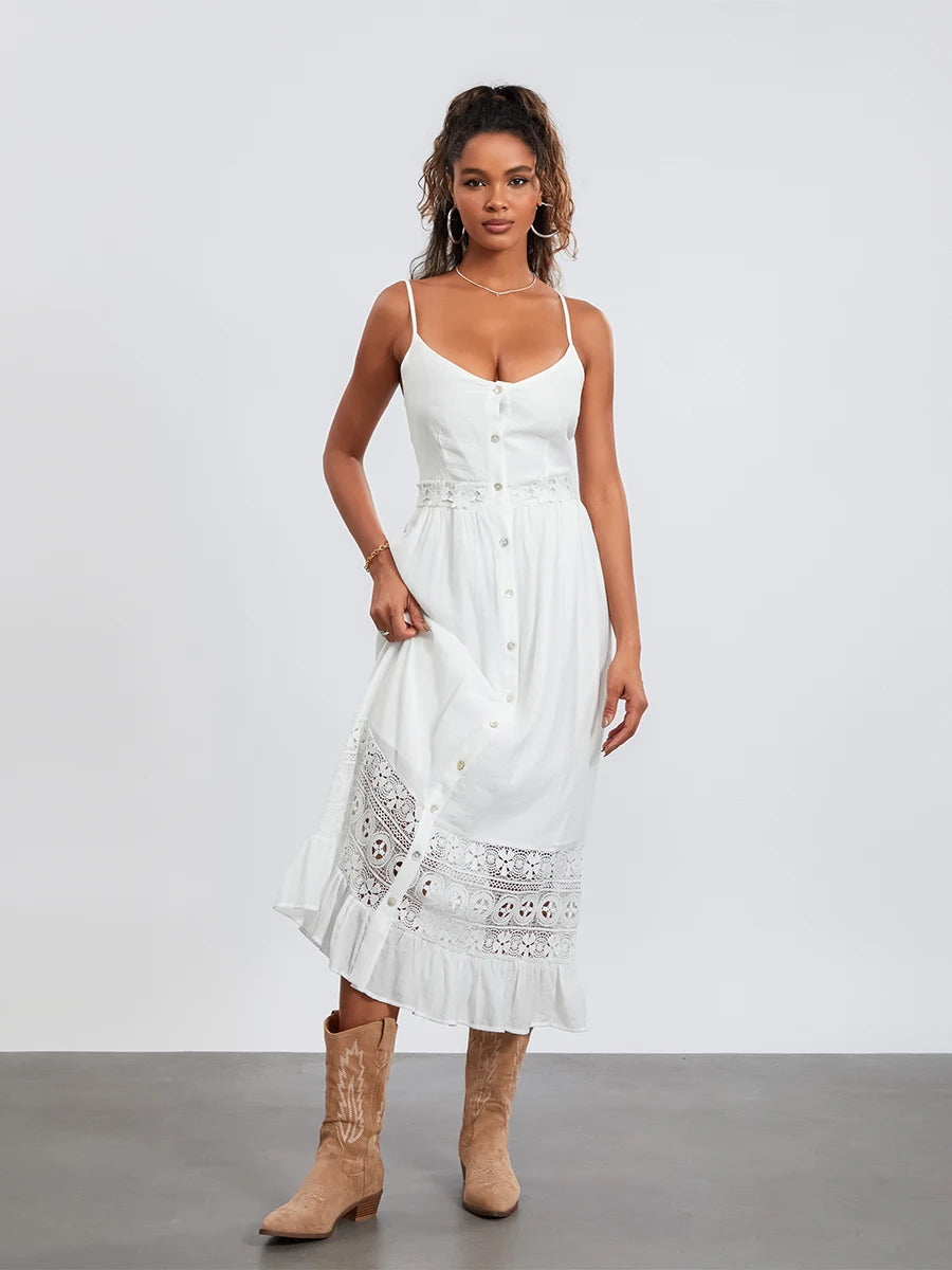 Floral Print Sleeveless Maxi Dress with V-Neckline and Ruffle Hem Casual