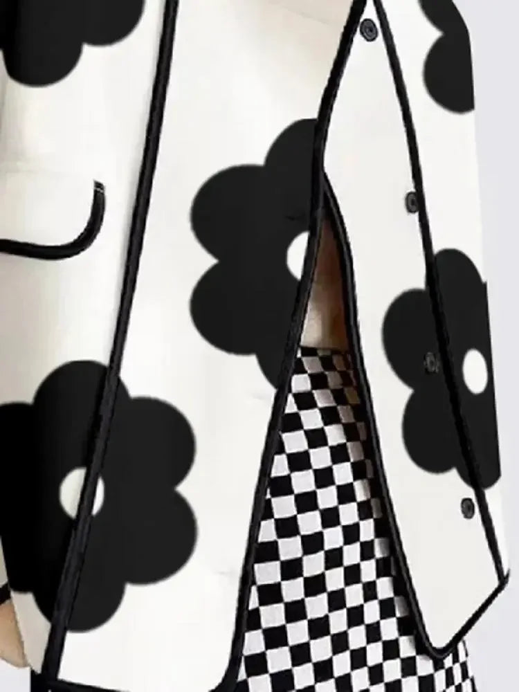 Spring Long Sleeve Button Stand Collar Thin Coats Outerwear Elegant Flower Print