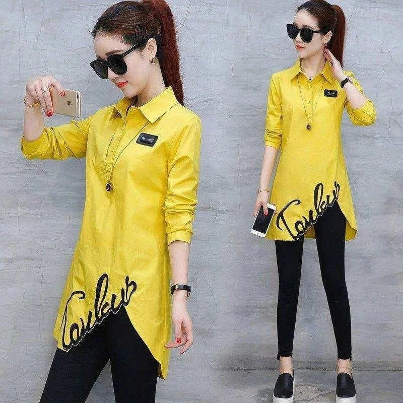 Fashion Embroidery Asymmetrical Blouse