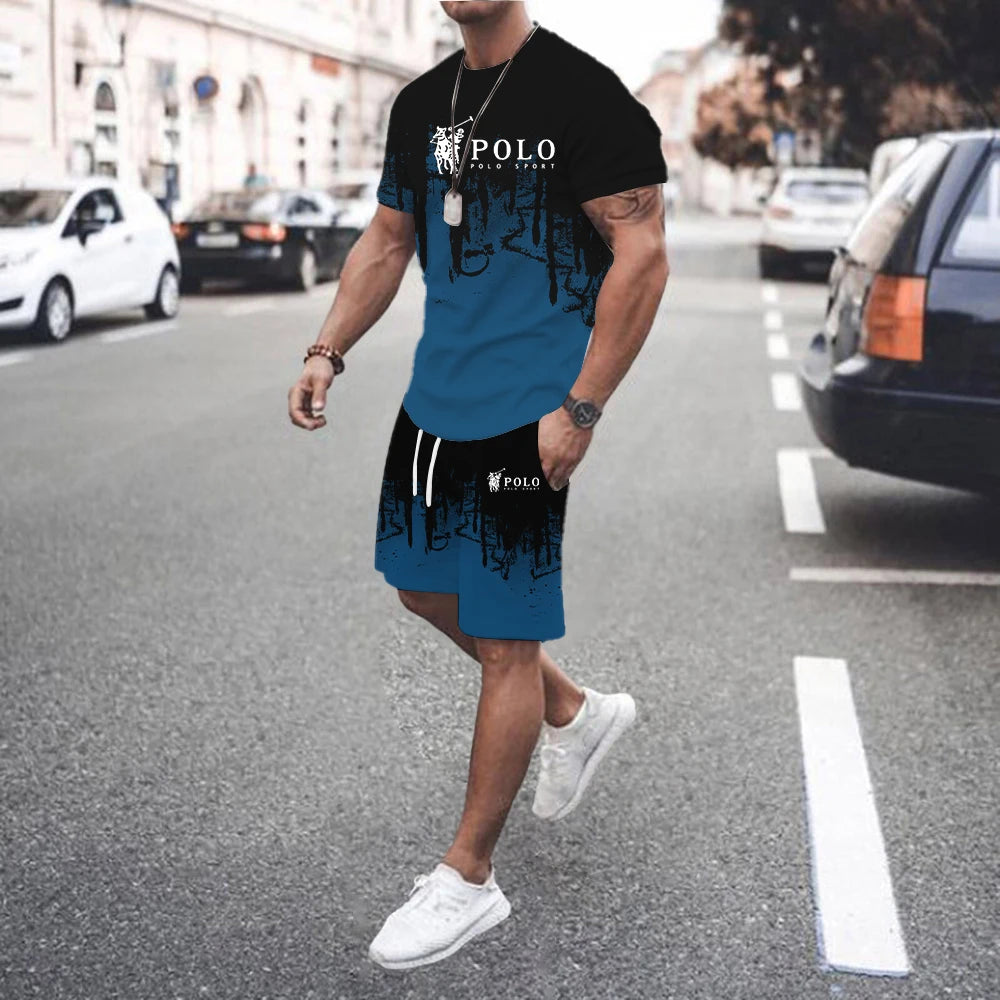 Summer Men's Casual Suit Street Fashion Loose and Comfortable T-Shirt Outdoor Sports Running Shorts Novel