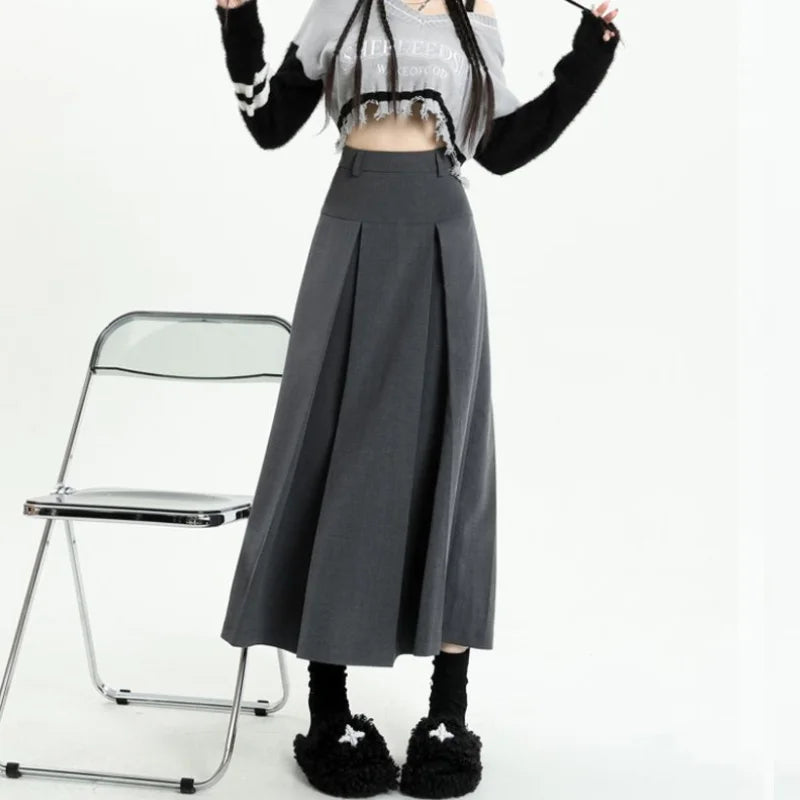 Vintage  High Waist Pleated Umbrella Skirt