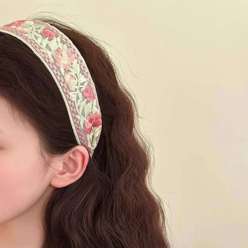 Elegant Chiffon Embroidery Flower Hairband For Women Sweet Hair Decorate Headband Hair Hoop Band Fashion Hair Accessories