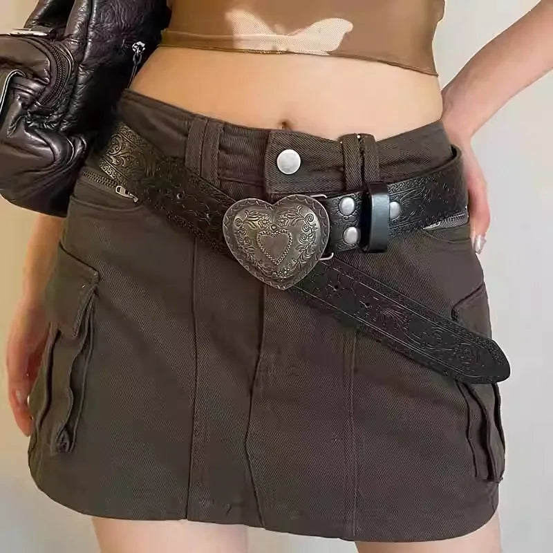 Retro Belt Female  Fashion Accessories Jeans With Slim Personality Belt Heart