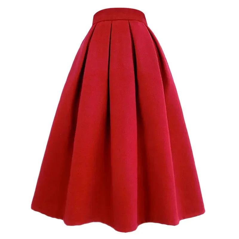 Vintage High Waist Zipper Pocket Ball Gown Pleated Skirt